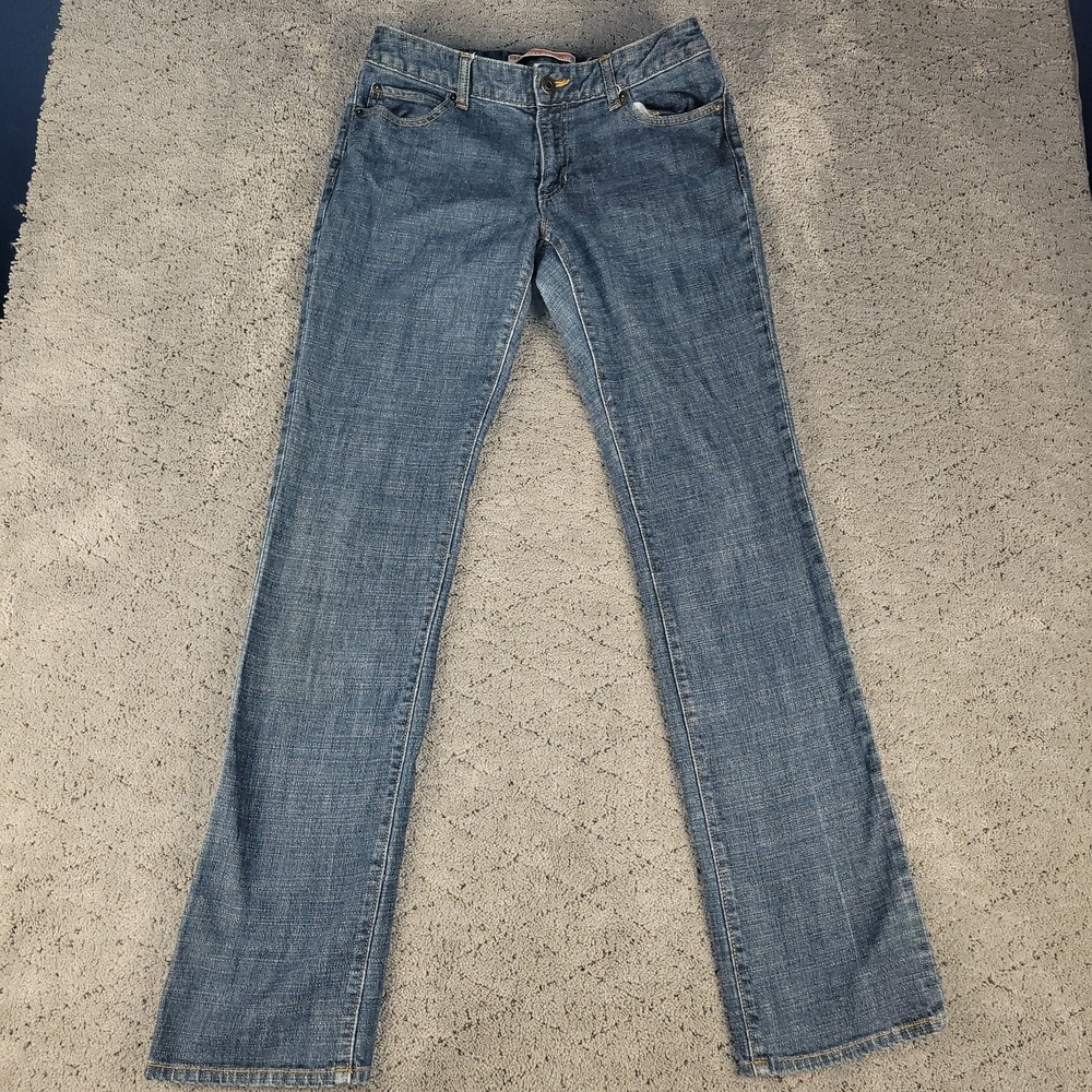Gap Jeans Womens 8L Long Blue Low‎ Rise Curvy Straight Medium Wash Stretch Denim